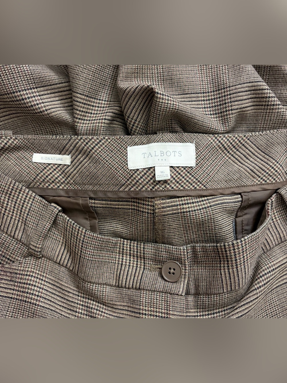 Talbots Signature Brown Plaid Dress Pants
